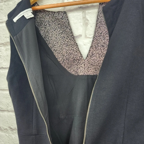 DVF Diane Von Furstenberg Yvette Metallic Lined Dress Size 6 - Picture 7 of 12